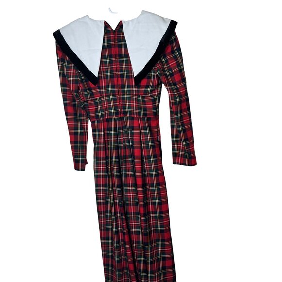 Vintage Talbots Maggy Boutique Tartan Plaid Jumpsuit 4 Sailor Collar 80s Preppy - Picture 7 of 8